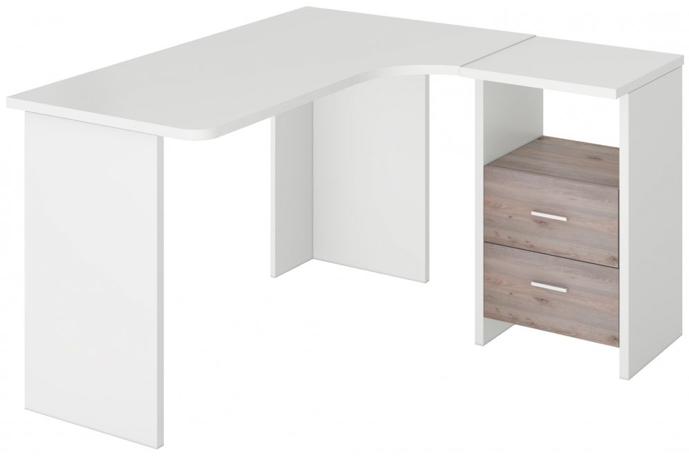 Письменный стол Беланта-Угл 130 БЕН правый белый / нельсон
