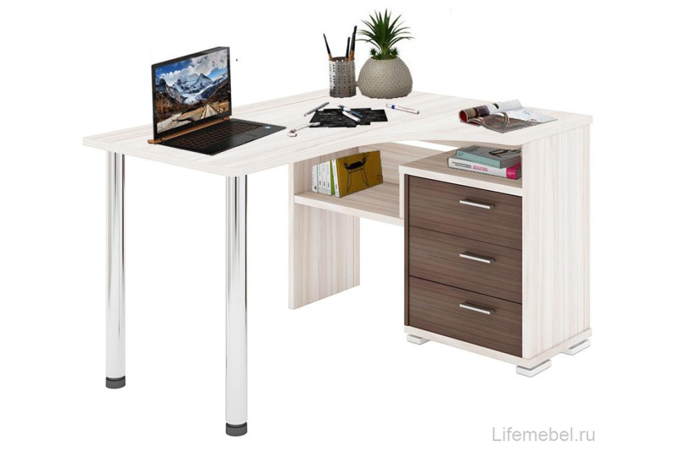 Письменный стол Жаспера-132С-140 правый карамель / шамони-ч