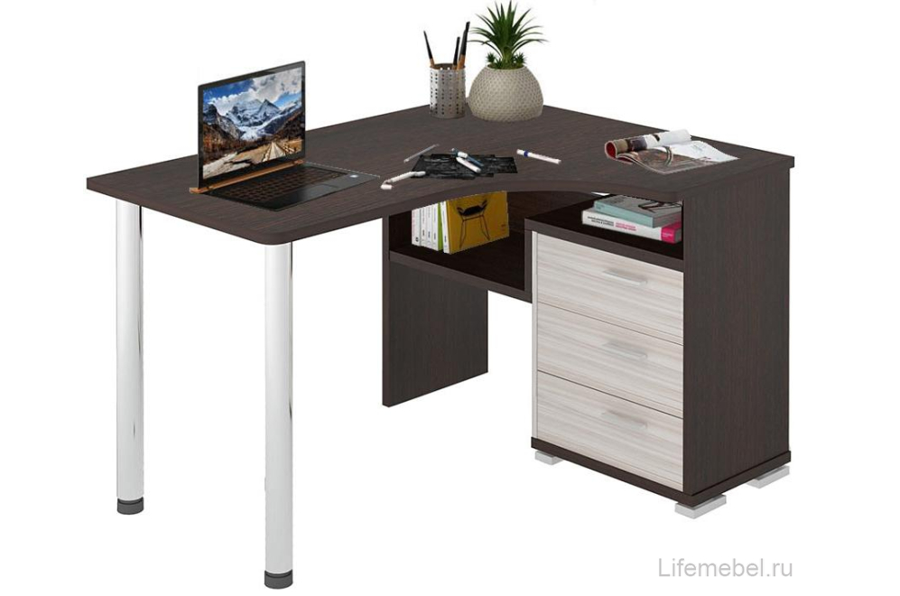 Письменный стол СР-132С-140 правый венге / карамель