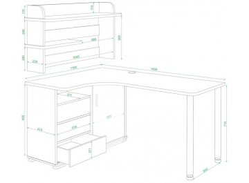 Письменный стол Жаспера-145М Н правый