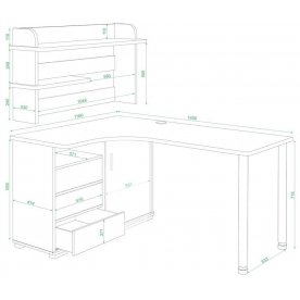 Письменный стол Жаспера-145М ВБЕВ левый