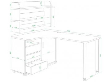 Письменный стол Жаспера-145М ВКК правый