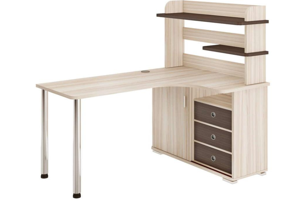 Письменный стол Жаспера-165М НОВ правый карамель / шамони-ч / карамель