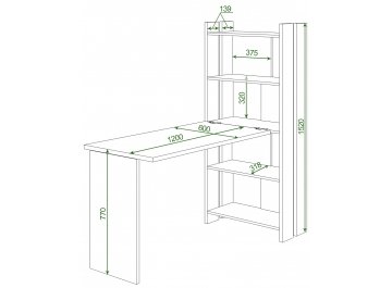 Письменный стол Лоревро-ОВ+С120Прям без тумбы БЕ