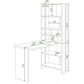 Письменный стол СТЛ-ОВХ +С100Прям без тумбы Н