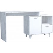 бетон светлый / белый глянец