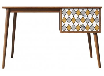 Компьютерный стол Воаб орех / принт 22 с одной тумбой