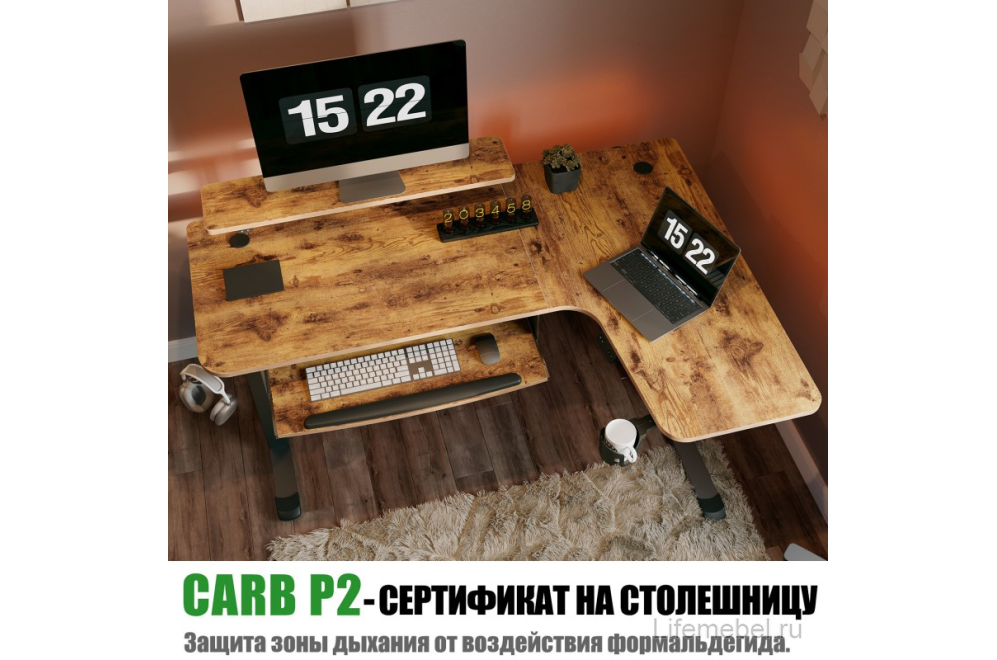 Компьютерный стол угловой правый ERK-L60R-RB коричневый