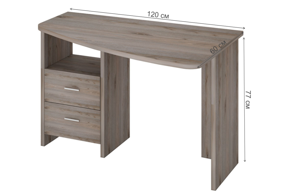 Стол компьютерный 120 х 60 см круглый нельсон правый