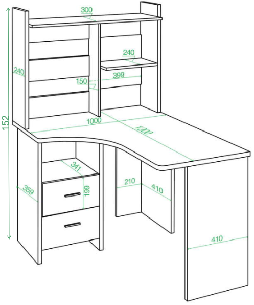 Стол компьютерный Норина 100 x 120 см угловой карамель / венге левый