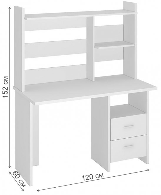 Стол компьютерный с надстройкой 120 х 60 см белый
