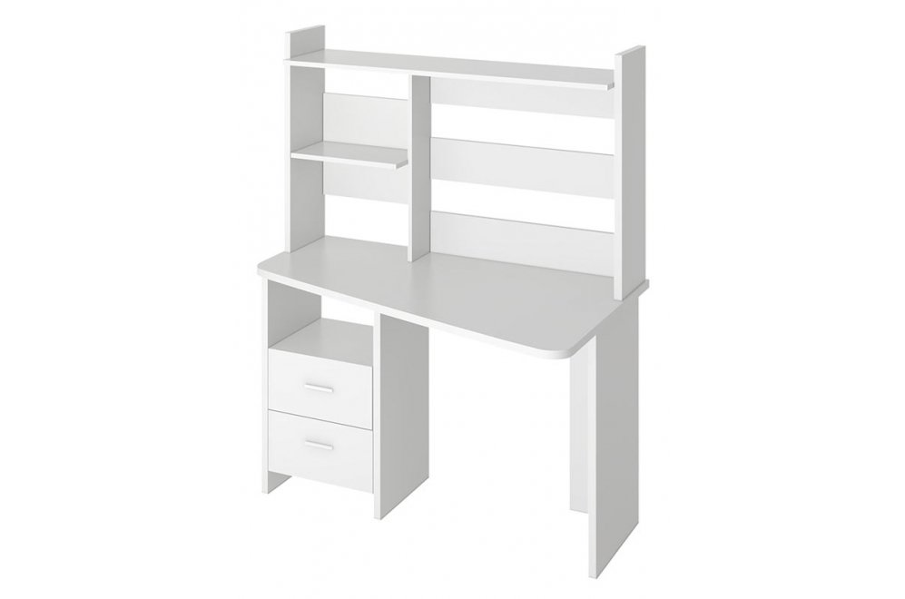 Стол компьютерный с надстройкой 120 х 60 см трапеция белый правый