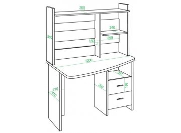 Компьютерный стол с надстройкой 120х60