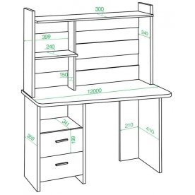Компьютерный стол с надстройкой 120х60 трапеция
