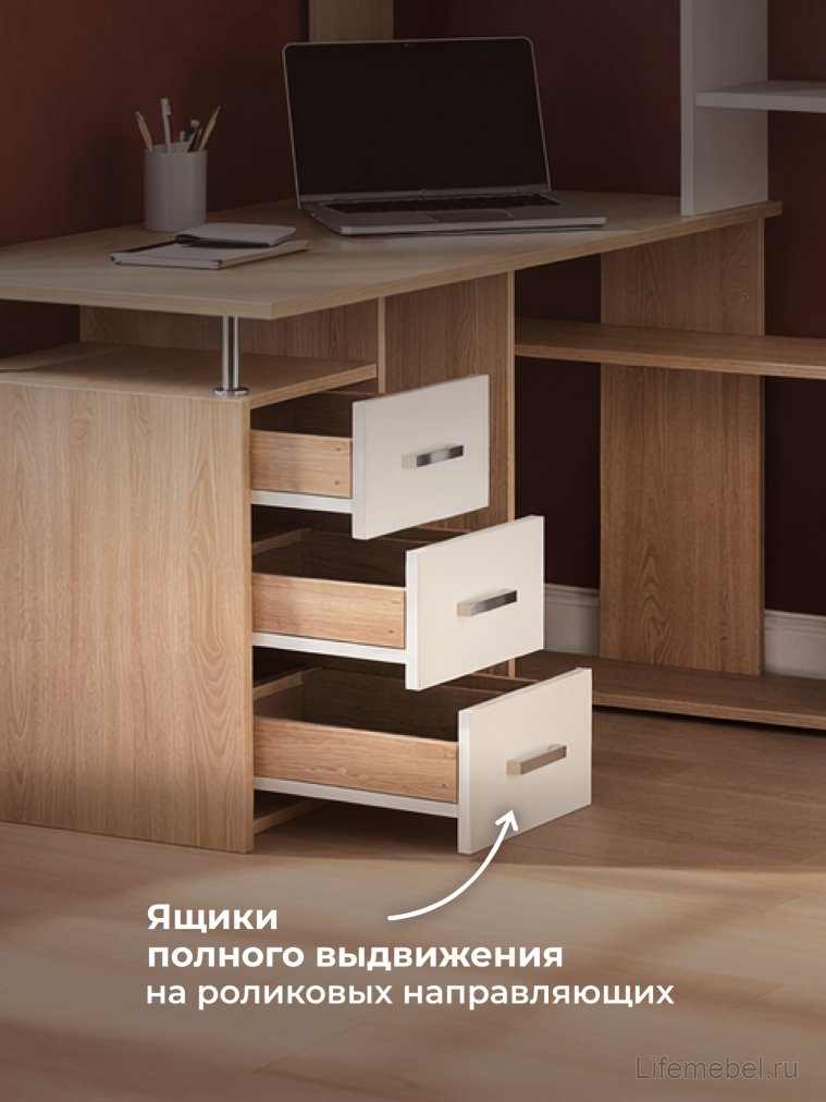 Компьютерный стол КС15 правый дуб сонома