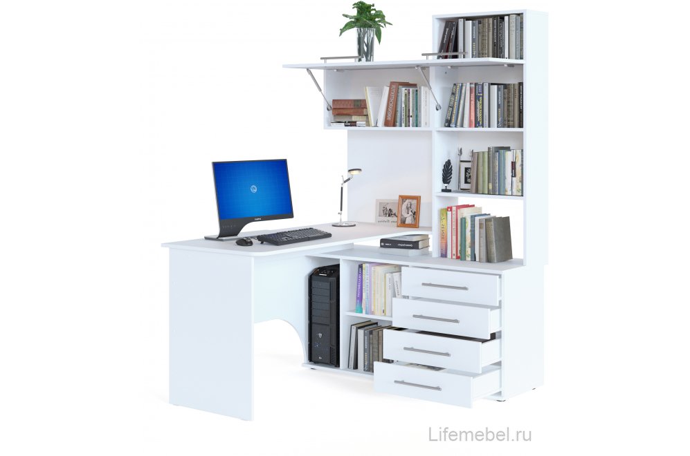 Стол компьютерный КСТ-14.1П правый белый