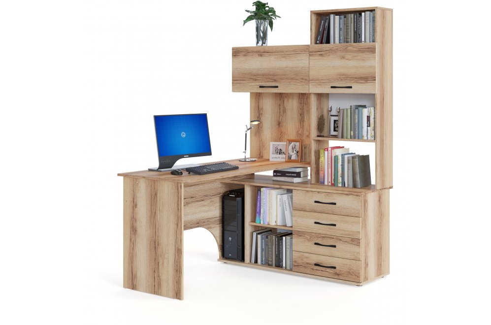 Стол компьютерный КСТ-14.1П правый дуб делано