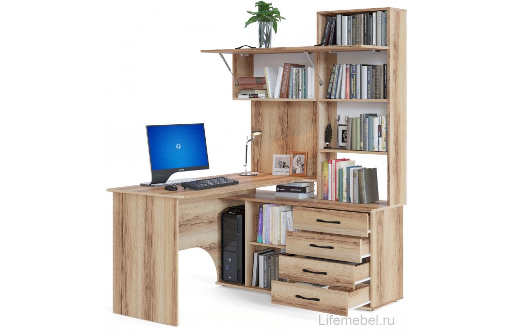 Стол компьютерный КСТ-14.1П правый дуб делано