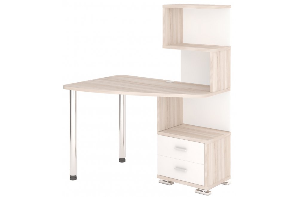 Стол компьютерный Белора-60 левый карамель / белый жемчуг