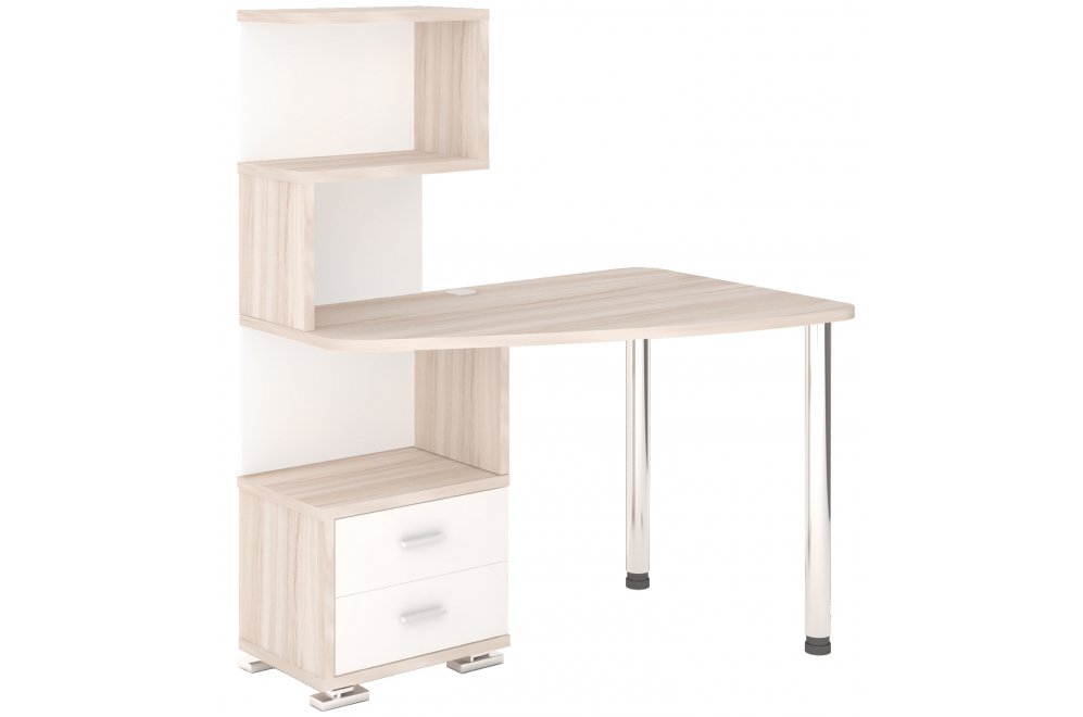 Стол компьютерный Белора-60 правый карамель / белый жемчуг