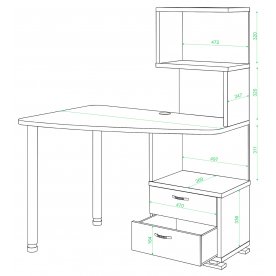 Стол компьютерный СКМ-60 левый венге / жемчуг