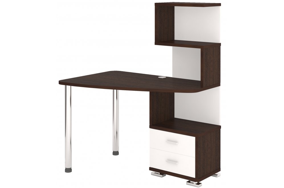 Стол компьютерный Белора-60 левый венге / белый жемчуг