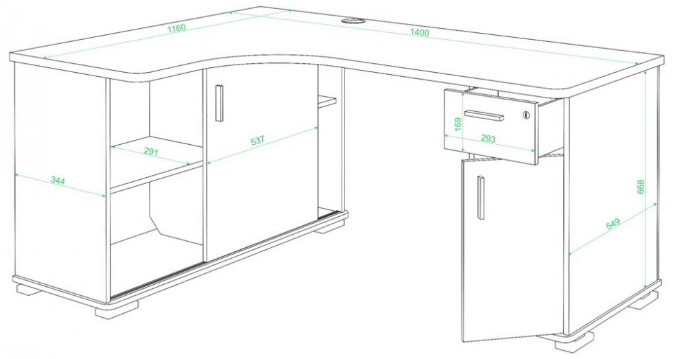 Стол компьютерный Жаспера-140М правый карамель / венге / венге