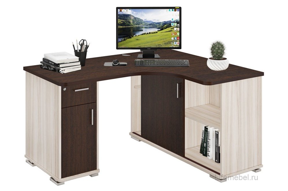 Стол компьютерный Жаспера-140М правый карамель / венге / венге