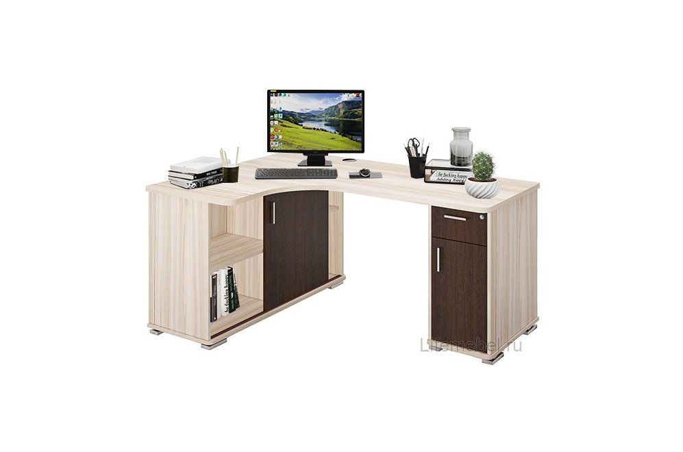 Стол компьютерный Жаспера-160М левый карамель / венге / карамель