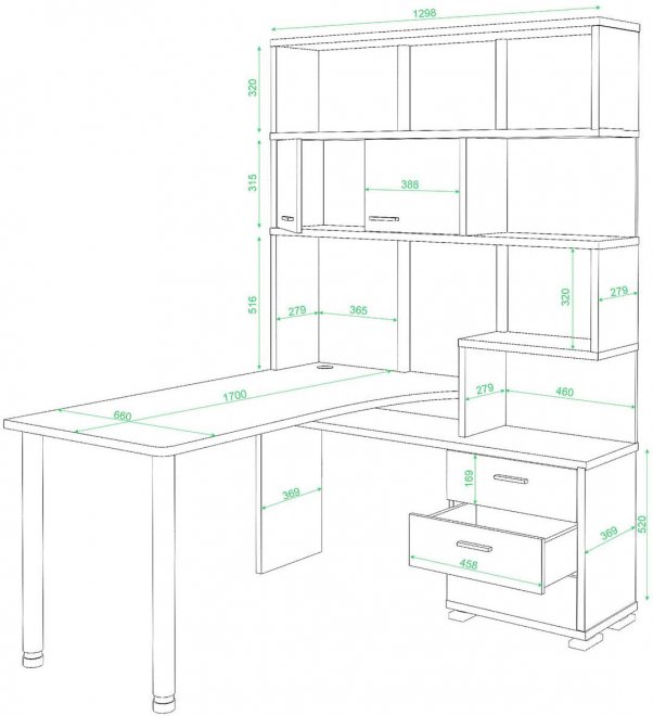 Стол компьютерный Жаспера-420 / 170 левый белый