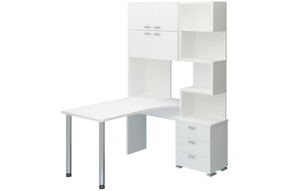 Стол компьютерный Жаспера-500М / 140 правый белый жемчуг