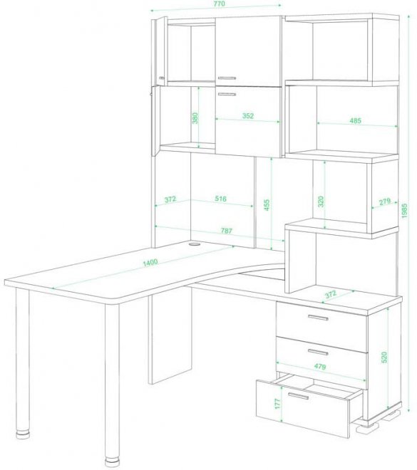 Стол компьютерный Жаспера-500М / 140 правый нельсон