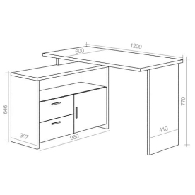 Письменный стол СКЛ-ПРЯМ120+ТБЛ БЕК