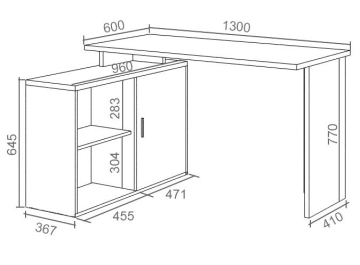 Письменный стол СКЛ-ПРЯМ130+ТБЛ-2 БЕК