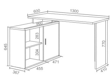 Письменный стол СКЛ-ПРЯМ130+ТБЛ-2 КБЕ