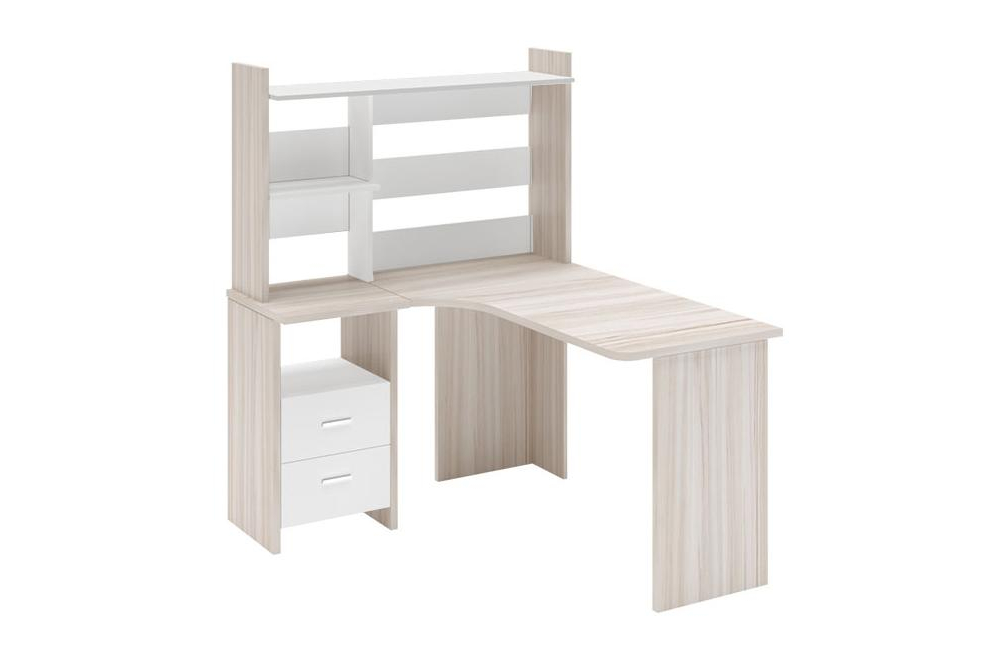 Письменный стол Беланта-Угл130+НКЛ-120 КБЕ левый Карамаль / белый