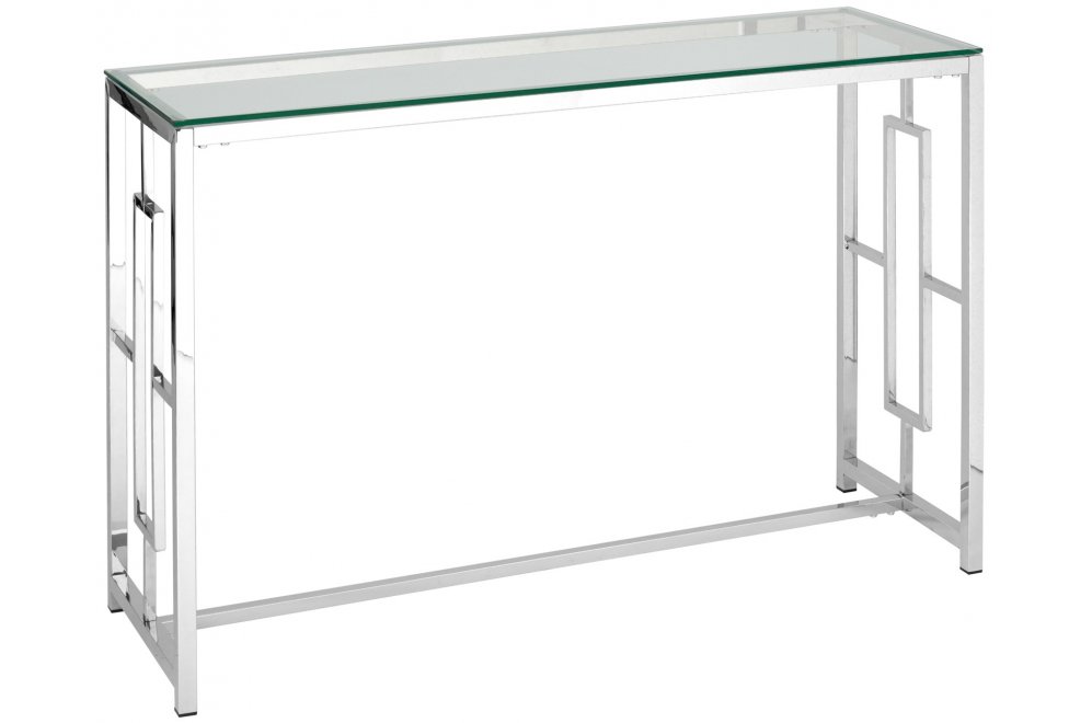 Консоль Детройт 120 прозрачное стекло / сталь серебро