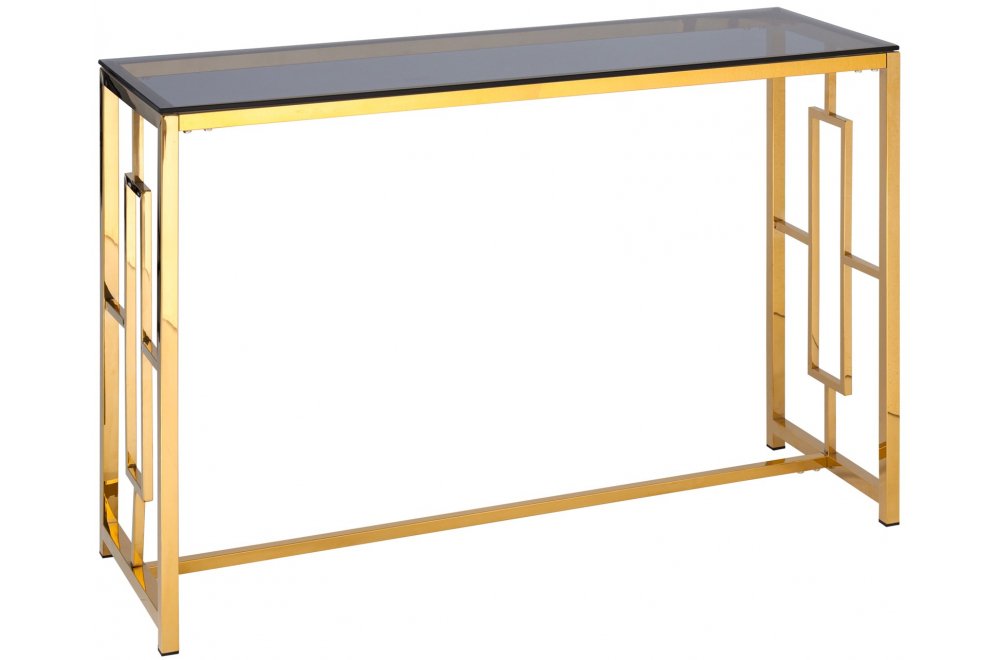 Консоль Детройт 120 стекло smoke / сталь золото