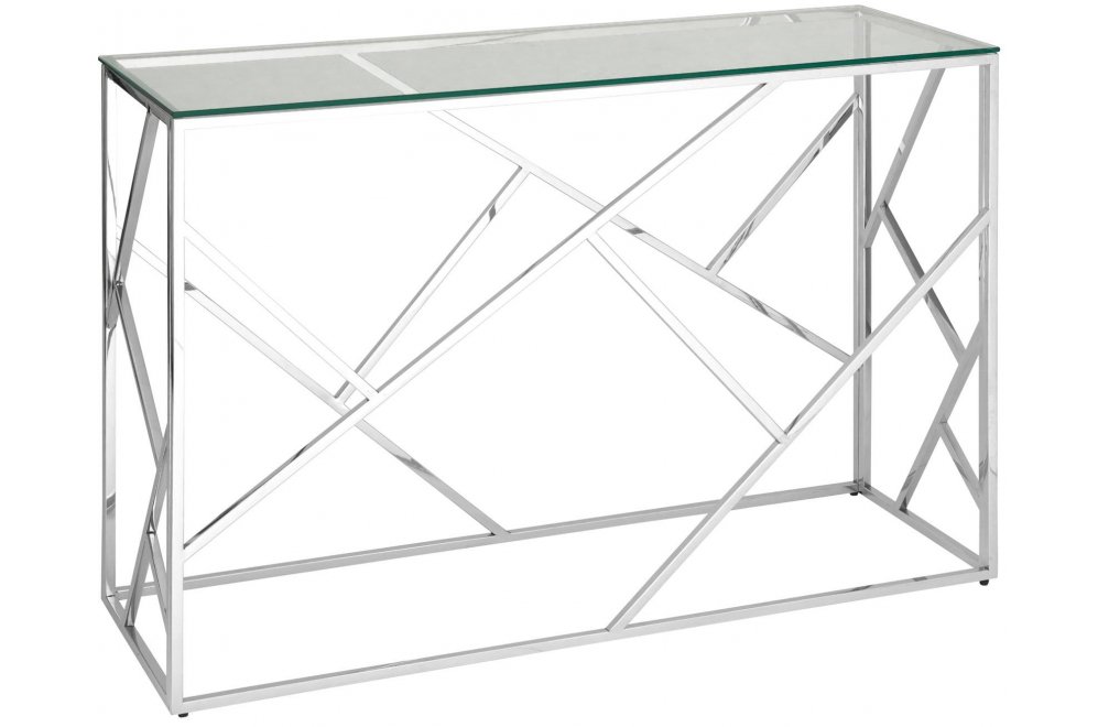 Консоль Париж 120 прозрачное стекло / сталь серебро