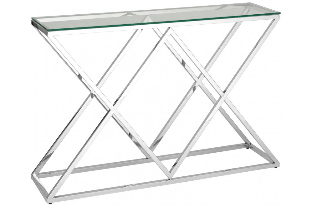 Консоль Президиум 115 х 30 прозрачное стекло / сталь серебро