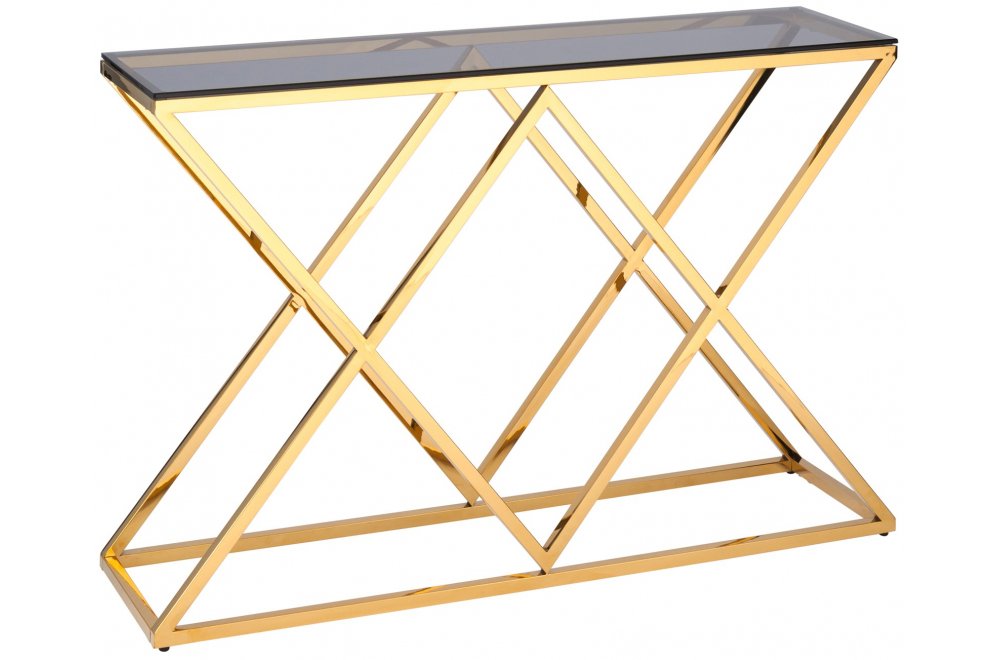 Консоль Президиум стекло smoke / сталь золото