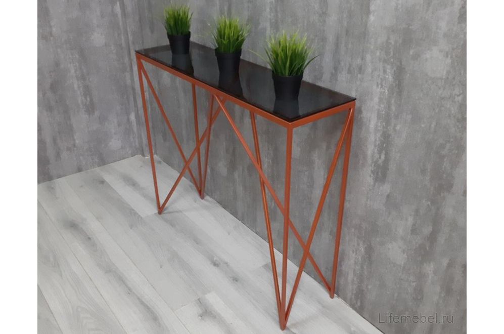Консольный стол Akur Loft Cary медь / тонированное стекло