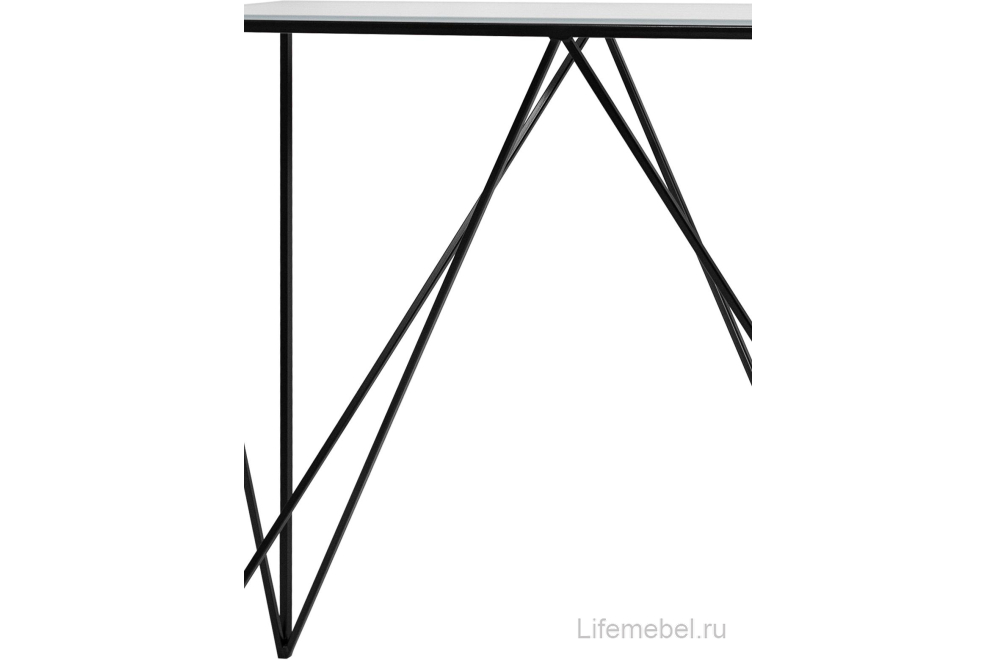 Консольный стол Loft Cary металлокаркас черный / прозрачное стекло