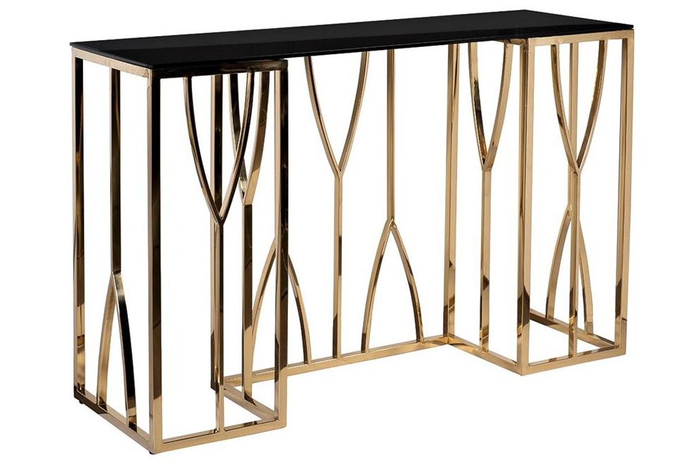 Консольный столик 13RXC3102-GOLD стекло черное / золото