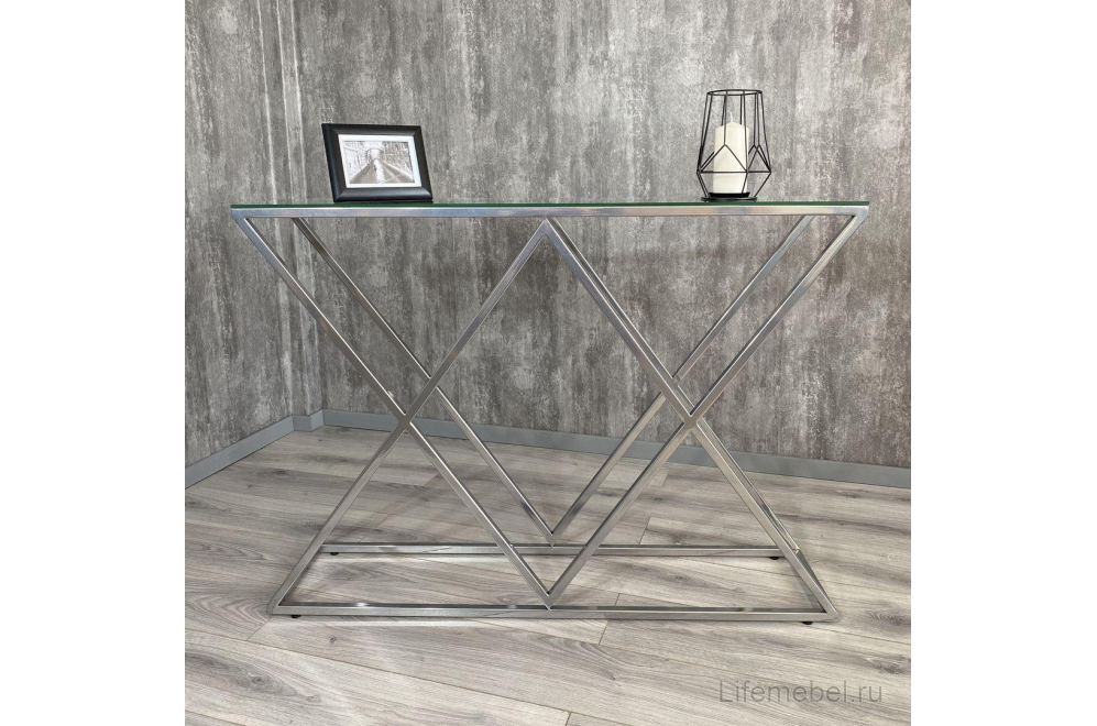 Консольный столик Akur Loft Geneva хром / прозрачное стекло