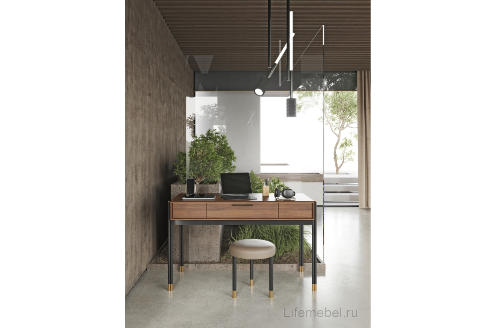 Консольный столик Benissa MDI.WD.BS.60 шпон ореха / черный матовый лак / латунь