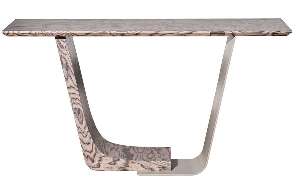 Консольный столик Зебрано бежево-коричневый / хром