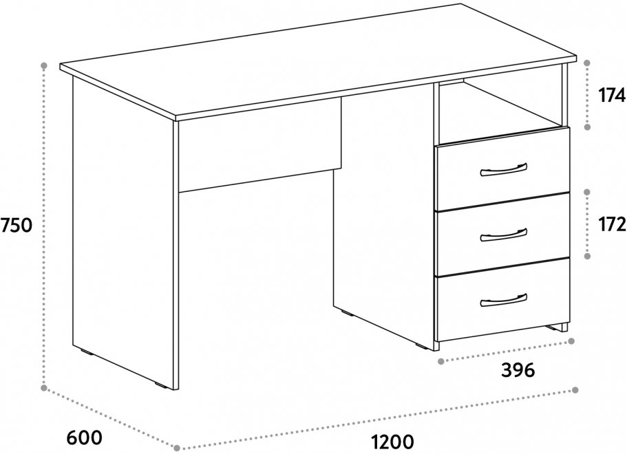 Письменный стол С-112K блэквуд сатиновый