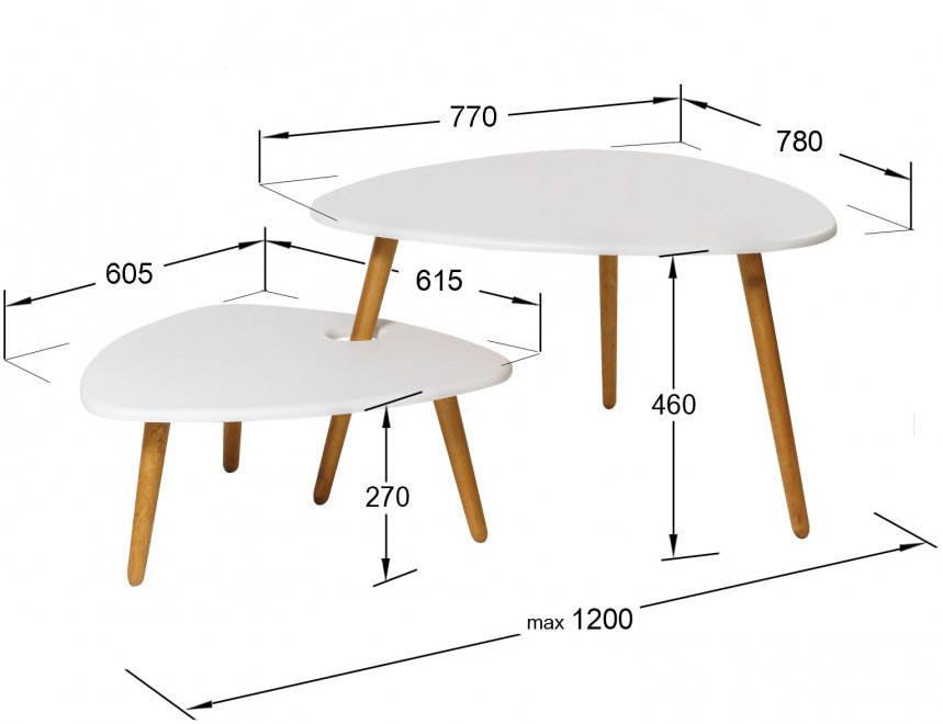 Комплект столиков Стил белый / дуб светлый