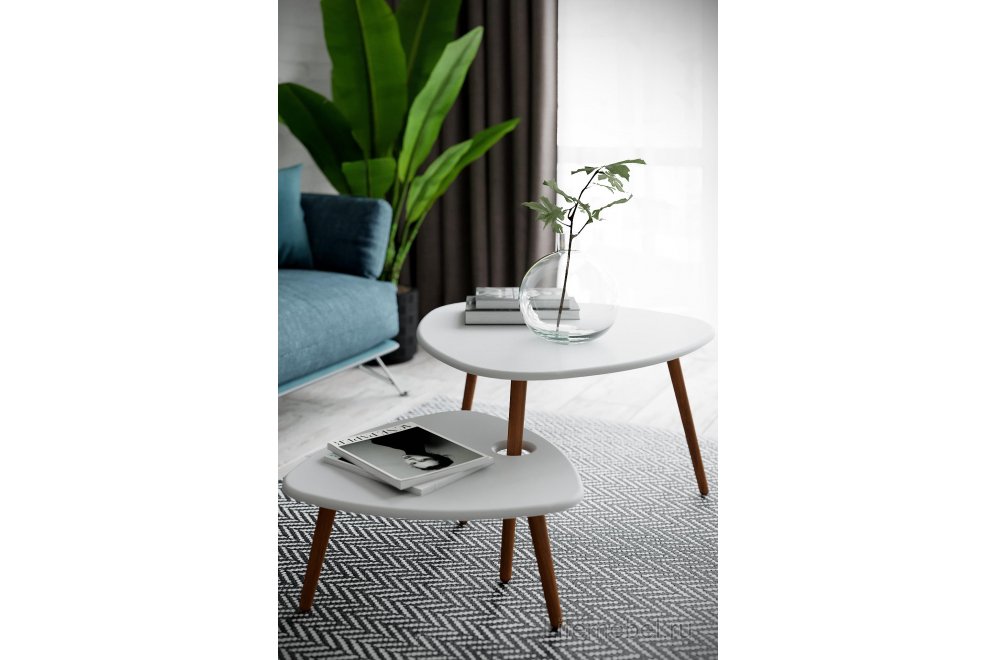 Комплект столиков Стил белый / дуб светлый